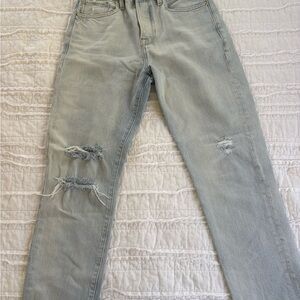 Frame Denim Light Wash Women's Jeans with Tan Stitching